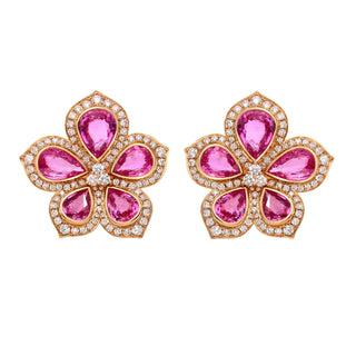 Amore Pink Sapphire Flower Earrings - Jewelry - RUCHI New York