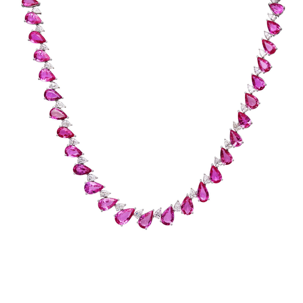 Sahira Gracie CZ Clover Studs in Pink Sapphire main image 1