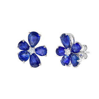 Anemone Studs in Blue Sapphire - Jewelry - RUCHI New York