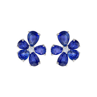 Anemone Studs in Blue Sapphire - Jewelry - RUCHI New York