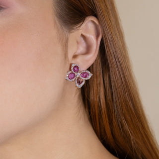 Artemis Pink Sapphire and Diamond Earrings - Jewelry - RUCHI New York