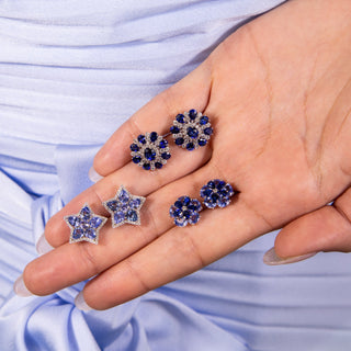 Azure Blue Sapphire Stud Earrings - Jewelry - RUCHI New York