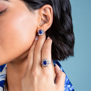 Concerto Blue Sapphire Stud Earrings - Jewelry - RUCHI New York