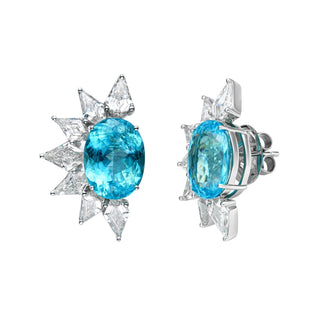 Costa Paraiba and Diamond Stud Earrings - High Jewelry - RUCHI New York