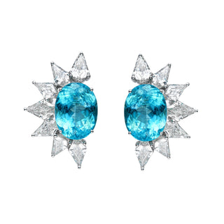 Costa Paraiba and Diamond Stud Earrings - High Jewelry - RUCHI New York