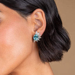Costa Paraiba and Diamond Stud Earrings - High Jewelry - RUCHI New York