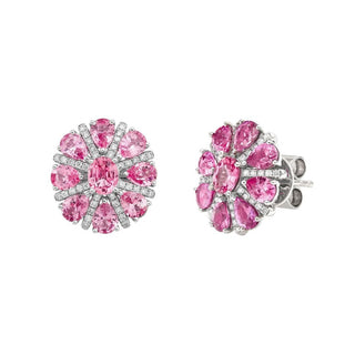Dahlia Pink Sapphire Stud Earrings - Jewelry - RUCHI New York