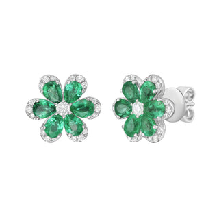 Daisy Emerald and Diamond Studs - Jewelry - RUCHI New York