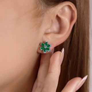 Daisy Emerald and Diamond Studs - Jewelry - RUCHI New York