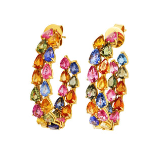 Desert Blooms Spring Multi - Colored Sapphire Hoops - Jewelry - RUCHI New York