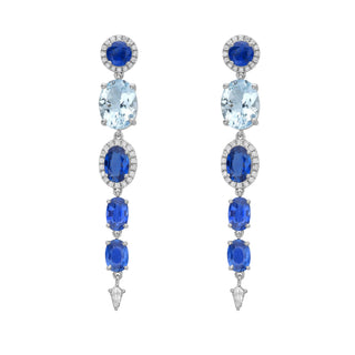 Ekaterina Blue Sapphire and Aquamarine Earrings - Jewelry - RUCHI New York