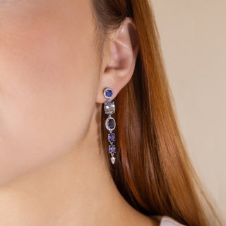 Ekaterina Blue Sapphire and Aquamarine Earrings - Jewelry - RUCHI New York