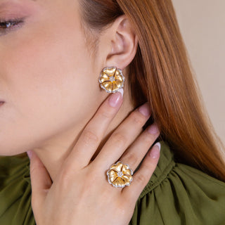 Marigold Diamond Flower Earrings - Jewelry - RUCHI New York