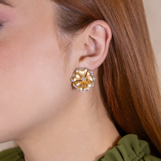 Marigold Diamond Flower Earrings - Jewelry - RUCHI New York