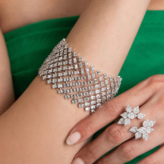 Nevasca Diamond Baguette Wide Bracelet - High Jewelry - RUCHI New York