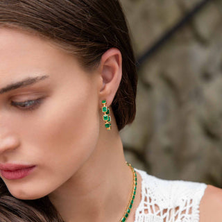 Olana Emerald Hoop Earrings - Jewelry - RUCHI New York