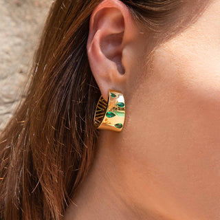 Palma Emerald Hoop Earrings - Jewelry - RUCHI New York