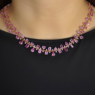 Reina Pink Sapphire Statement Necklace - High Jewelry - RUCHI New York