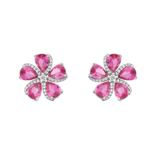 Sakura Pink Sapphire Flower Earrings - Jewelry - RUCHI New York