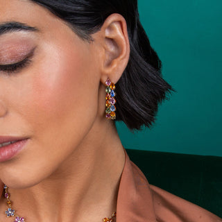 Spring Multi - Colored Sapphire Hoop Earrings - Jewelry - RUCHI New York
