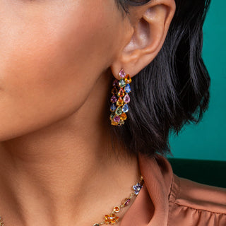 Spring Multi - Colored Sapphire Hoop Earrings - Jewelry - RUCHI New York