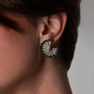 Tropical Paradise Meridian Emerald Crescent Earrings - Jewelry - RUCHI New York