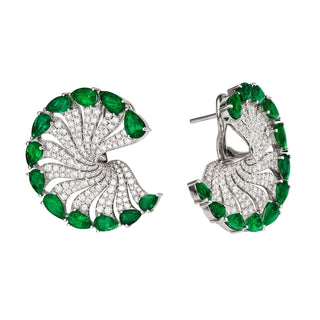 Tropical Paradise Meridian Emerald Crescent Earrings - Jewelry - RUCHI New York