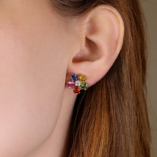 Wildflower Multi - Colored Sapphire Mini Stud Earrings - Jewelry - RUCHI New York