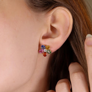 Wildflower Multi - Colored Sapphire Mini Stud Earrings - Jewelry - RUCHI New York