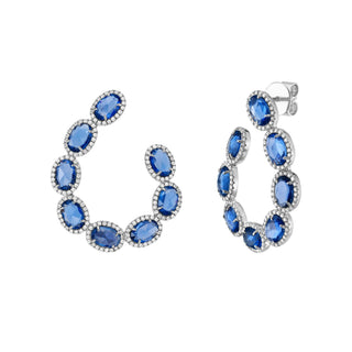 Belle Blue Sapphire Hoops - Jewelry - RUCHI New York