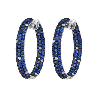 Candied Pebble Diamond Sprinkle Hoops in Sapphire - Jewelry - RUCHI New York