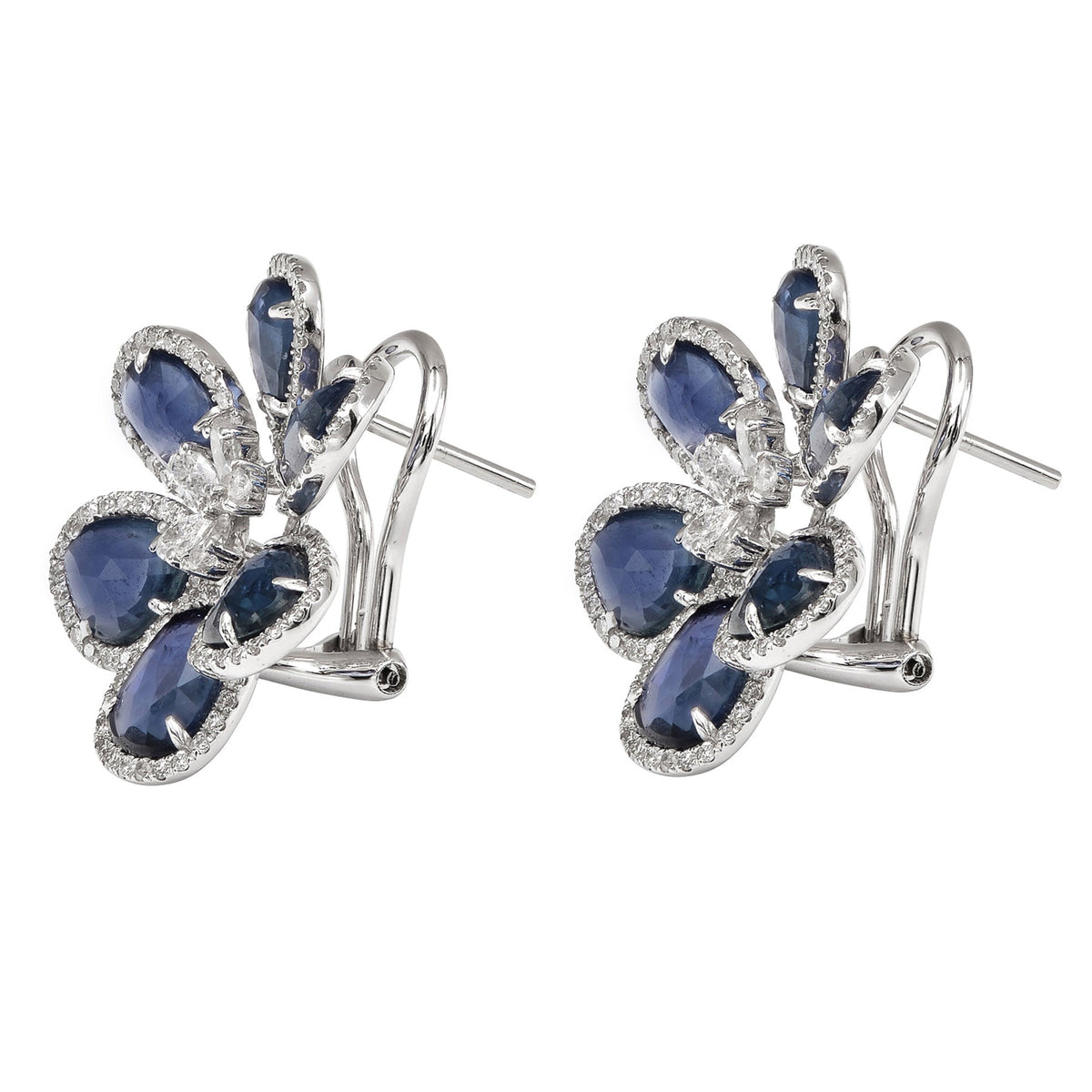 Blue & Pink Sapphire Slice Earrings