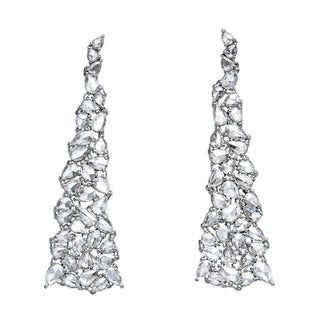 Enchanted Evening Mimosa Earrings in White Gold - High Jewelry - RUCHI New York