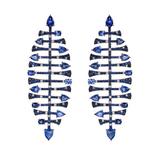 Nereid Chandelier Earrings in Blue Sapphire - Jewelry - RUCHI New York