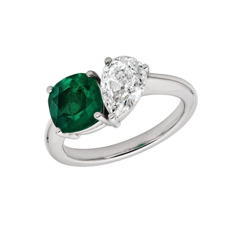 Toi Et Moi Ring with Emerald - High Jewelry - RUCHI New York