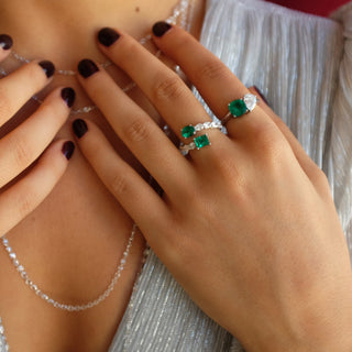 Toi Et Moi Ring with Emerald - High Jewelry - RUCHI New York