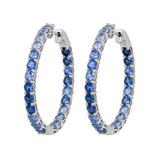 Wave Blue Sapphire Hoop Earrings - Jewelry - RUCHI New York