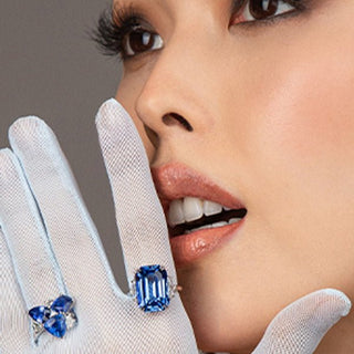 Blue Sapphire in Black Gold Styling - RUCHI New York
