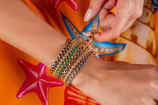 Marguerite Bezel-Set Stretch Bracelets - RUCHI New York