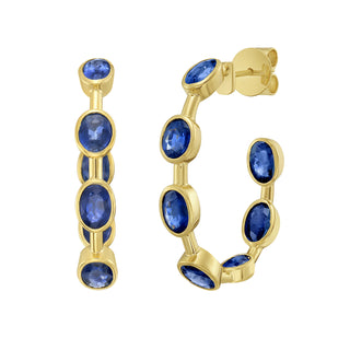 Lyre Blue Sapphire Hoop Earrings