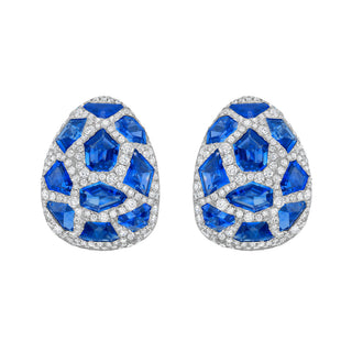 Vitrail Blue Sapphire & Diamond Earrings