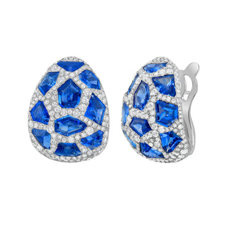 Vitrail Blue Sapphire & Diamond Earrings