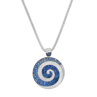 Vortice Blue Sapphire & Diamond Pendant Necklace