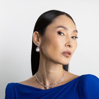 Lusine Grande Pearl and Blue Sapphire Earrings