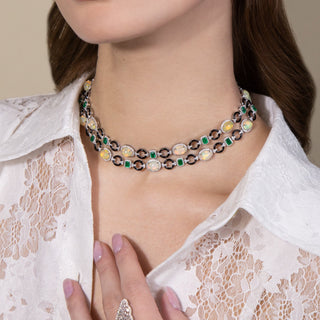 Agape Statement Opal & Emerald Necklace - Jewelry - RUCHI New York