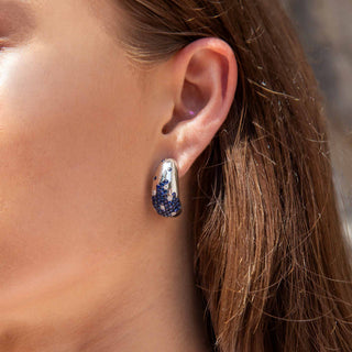 Anse Blue Sapphire Huggie Hoop Earrings - Jewelry - RUCHI New York