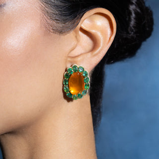 Arancia Fire Opal & Emerald Earrings - Jewelry - RUCHI New York