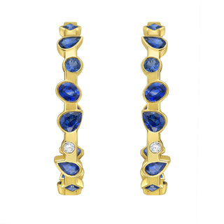 Arles Blue Sapphire Hoop Earrings - Jewelry - RUCHI New York