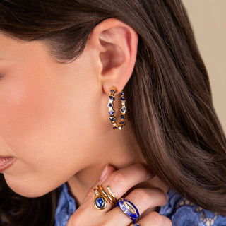 Arles Blue Sapphire Hoop Earrings - Jewelry - RUCHI New York