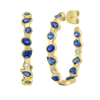 Arles Blue Sapphire Hoop Earrings - Jewelry - RUCHI New York